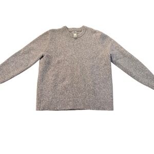 L L Bean Sweater Crew Neck Pullover Gray Size XXL 100% lambs wool